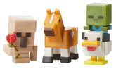 Iron Golem with Flower, Chicken Zombie & Palomino Horse Mini Figure (3 Pack)